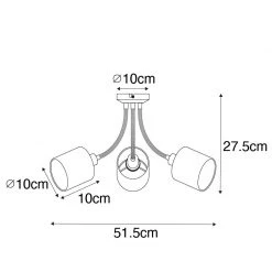 Rabatt 😉 QAZQA Moderne Deckenleuchte Messing mit Schirm schwarz 3-flammig - Merwe 🤩 -Deckenleuchten Verkaufs-Shop 5093 104940 3