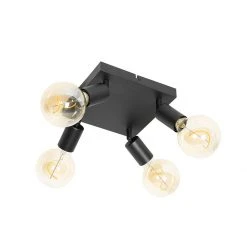 Billig 💯 QAZQA Moderne spot zwart vierkant 4-lichts - Facil 🔥 -Deckenleuchten Verkaufs-Shop 5096 105781 10