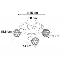 Schlussverkauf ⭐ QAZQA Moderner schwarzer Deckenstraher mit kupfer 3 flammig - Mesh 🔔 -Deckenleuchten Verkaufs-Shop 5130 92290 3