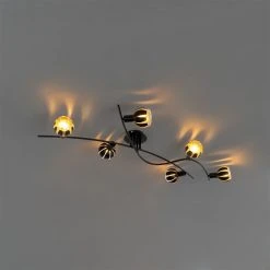 Top 10 🧨 QAZQA Design Deckenleuchte schwarz mit goldenen 6-Lichtern - Melone 🥰