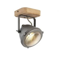 Auslauf 🔥 QAZQA Industriespot Stahl mit Holz kippbar - Emado 👍 -Deckenleuchten Verkaufs-Shop 5141 96668 8