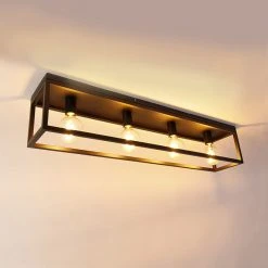 Großhandel ✨ QAZQA Industrielle Deckenlampe schwarz 99,5 cm 4-flammig - Cage 💯 -Deckenleuchten Verkaufs-Shop 5152 104033 12