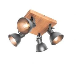 Beste Bewertungen von ⌛ QAZQA Industrie-Spot schwarz mit Holz neigbar 4-flammig - Tommy 👏