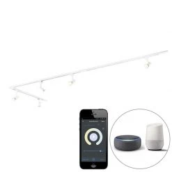 Neu ⭐ QAZQA Smart railsysteem wit 1-fase 5-lichts incl. Wifi GU10 - Jeany 👏