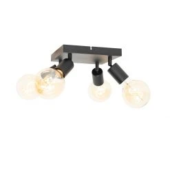 Billig 💯 QAZQA Moderne spot zwart vierkant 4-lichts - Facil 🔥 -Deckenleuchten Verkaufs-Shop 5195 105781 6