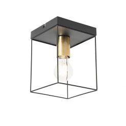 Beste Bewertungen von ⌛ QAZQA Minimalistische plafondlamp zwart met goud - Kodi 🎁 -Deckenleuchten Verkaufs-Shop 5209 105604 7