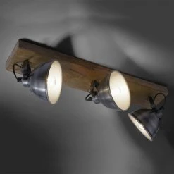 Aktion 😀 Paul Neuhaus Industrielle Deckenleuchte Stahl mit Holz 3-Licht - Samia 🥰 -Deckenleuchten Verkaufs-Shop 5222 103775 7