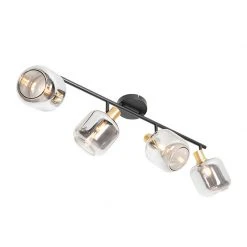 Am billigsten 👏 QAZQA Plafondspot zwart met goud met smoke glas 4-lichts - Zuzanna 💯 -Deckenleuchten Verkaufs-Shop 5237 105505 9