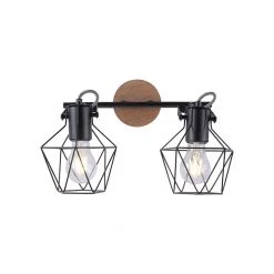 Am billigsten 💯 Paul Neuhaus Industrielle Deckenleuchte schwarz mit Holz 2-Licht - Sven 🎉 -Deckenleuchten Verkaufs-Shop 5240 103754 4