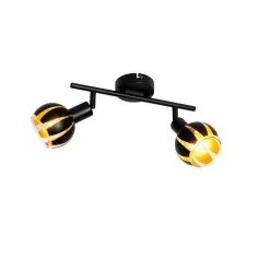 Rabatt 🧨 QAZQA Design Spot schwarz mit goldenen 2 Lichtern - Melone 😀 -Deckenleuchten Verkaufs-Shop 5248 98446 2