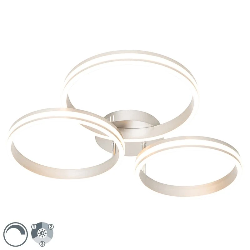 Bestes Angebot 🧨 QAZQA Deckenleuchte Stahl inkl. LED 3-Stufen dimmbar 3-Licht - Navara 🧨 1 Bestes Angebot 🧨 QAZQA Deckenleuchte Stahl inkl. LED 3-Stufen dimmbar 3-Licht - Navara 🧨