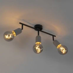 Aktion 🤩 QAZQA Industriefleck schwarz mit Beton 3-Licht - Pedra 🛒 -Deckenleuchten Verkaufs-Shop 5302 103166 11