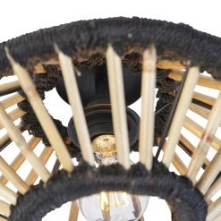 Schlussverkauf 🔥 QAZQA Ländliche Deckenleuchte Bambus mit Schwarz 30 cm - Evalin 🥰 -Deckenleuchten Verkaufs-Shop 5311 105081 4