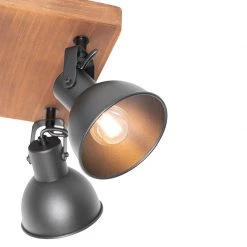 Beste Bewertungen von ⌛ QAZQA Industrie-Spot schwarz mit Holz neigbar 4-flammig - Tommy 👏 -Deckenleuchten Verkaufs-Shop 5312 105646 5
