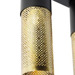 Top 10 👍 QAZQA Industrielle Deckenlampe schwarz mit goldenem länglichem 3-Licht - Raspi 👏 -Deckenleuchten Verkaufs-Shop 5339 104457 2