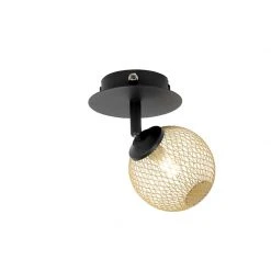 Budget 😍 QAZQA Spot schwarz mit gold verstellbar - Athens Wire ✔️ -Deckenleuchten Verkaufs-Shop 5390 103142 8