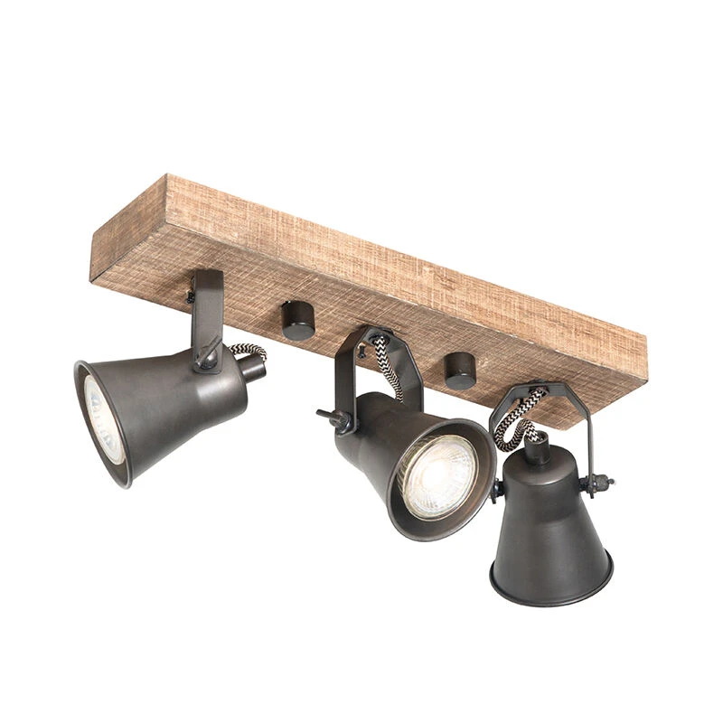 Rabatt 🌟 QAZQA Ländliche Deckenlampe schwarz mit Holz 3-flammig - Jelle 😉 2 Rabatt 🌟 QAZQA Ländliche Deckenlampe schwarz mit Holz 3-flammig - Jelle 😉 – Bild 2
