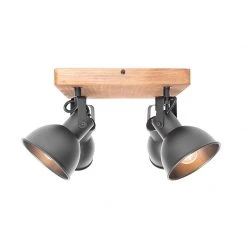 Beste Bewertungen von ⌛ QAZQA Industrie-Spot schwarz mit Holz neigbar 4-flammig - Tommy 👏 -Deckenleuchten Verkaufs-Shop 5424 105646 9