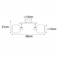 Besorgen 🌟 QAZQA Plafondspot zwart met goud met smoke glas 2-lichts - Zuzanna ✔️ -Deckenleuchten Verkaufs-Shop 5427 105502 3