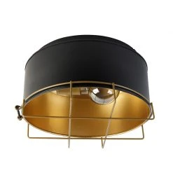 Am billigsten 🥰 QAZQA Industrielle Deckenleuchte schwarz mit Gold 35 cm - Barril 😀 -Deckenleuchten Verkaufs-Shop 5446 104876 9