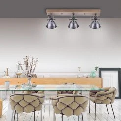 Aktion 😀 Paul Neuhaus Industrielle Deckenleuchte Stahl mit Holz 3-Licht - Samia 🥰