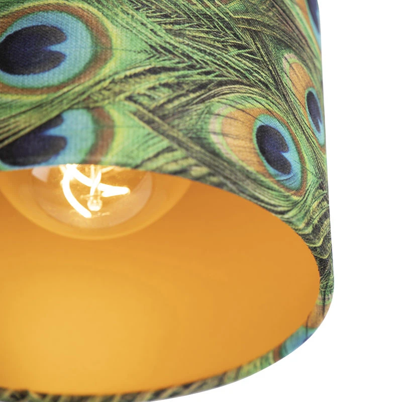 Top 10 🔥 QAZQA Deckenleuchte mit Veloursschirm Pfau mit Gold 20 cm - Combi schwarz 🧨 3 Top 10 🔥 QAZQA Deckenleuchte mit Veloursschirm Pfau mit Gold 20 cm - Combi schwarz 🧨 – Bild 3