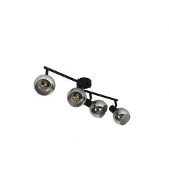 Neu 🥰 QAZQA Art Deco Deckenleuchte schwarz mit Rauchglas 4-Licht - Vidro 🔔 -Deckenleuchten Verkaufs-Shop 5479 102480 11