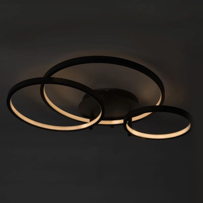 Aktion ✨ QAZQA Moderne Deckenleuchte schwarz inkl. LED und Dimmer - Rondas 😀 12 Aktion ✨ QAZQA Moderne Deckenleuchte schwarz inkl. LED und Dimmer - Rondas 😀 – Bild 12