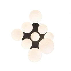 Am billigsten 🔔 QAZQA Moderne Deckenleuchte schwarz mit Opalglas 9 Lichter - Athens 😍 -Deckenleuchten Verkaufs-Shop 5501 105246 8