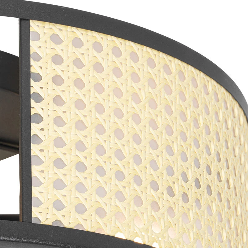 Am billigsten 😉 QAZQA Retro-Deckenleuchte schwarz mit Rattan 40 cm - Akira 💯 3 Am billigsten 😉 QAZQA Retro-Deckenleuchte schwarz mit Rattan 40 cm - Akira 💯 – Bild 3