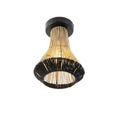 Rabatt 👏 QAZQA Ländliche Deckenlampe schwarz mit Seil 19 cm - Jenthe 👍
