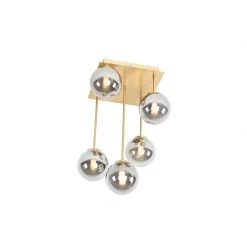 Auslauf 🌟 QAZQA Moderne Deckenleuchte Gold 5-Licht mit Rauchglas - Athen 🎁