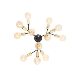 Blitzangebot ⌛ QAZQA Moderne Deckenlampe Schwarz mit Gold 12 Lichter - Juul 👏 -Deckenleuchten Verkaufs-Shop 5555 104776 8