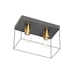 Bestpreis 😉 QAZQA Minimalistische plafondlamp zwart met goud 2-lichts - Kodi 🧨 -Deckenleuchten Verkaufs-Shop 5582 105605 5
