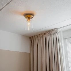 Bestes Angebot ⭐ QAZQA Moderne Deckenleuchte Bronze mit Glaskuppel 🥰