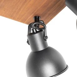 Beste Bewertungen von ⌛ QAZQA Industrie-Spot schwarz mit Holz neigbar 4-flammig - Tommy 👏 -Deckenleuchten Verkaufs-Shop 5626 105646 4