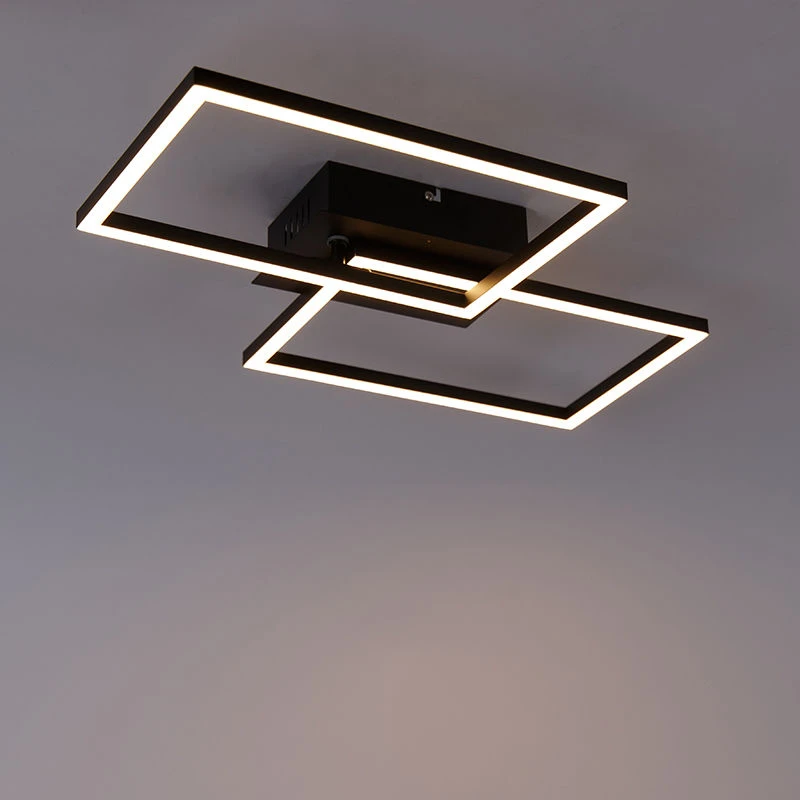 Budget 🔔 QAZQA Deckenleuchte quadratisch schwarz 3-stufig dimmbar - Plazas Novo 👍 13 Budget 🔔 QAZQA Deckenleuchte quadratisch schwarz 3-stufig dimmbar - Plazas Novo 👍 – Bild 13