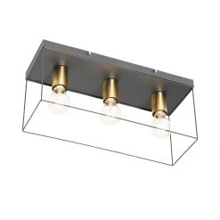 Neu ✔️ QAZQA Minimalistische plafondlamp zwart met goud 3-lichts - Kodi 🔥 -Deckenleuchten Verkaufs-Shop 5649 105606 5
