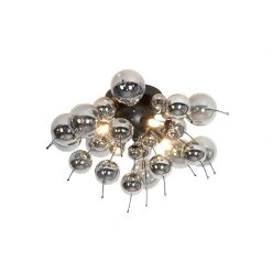 Bestes Angebot 🛒 QAZQA Deckenleuchte schwarz mit Rauchglas 50 cm 4-flammig - Explode 🧨