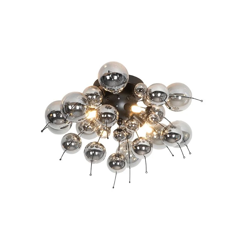 Bestes Angebot 🛒 QAZQA Deckenleuchte schwarz mit Rauchglas 50 cm 4-flammig - Explode 🧨 1 Bestes Angebot 🛒 QAZQA Deckenleuchte schwarz mit Rauchglas 50 cm 4-flammig - Explode 🧨