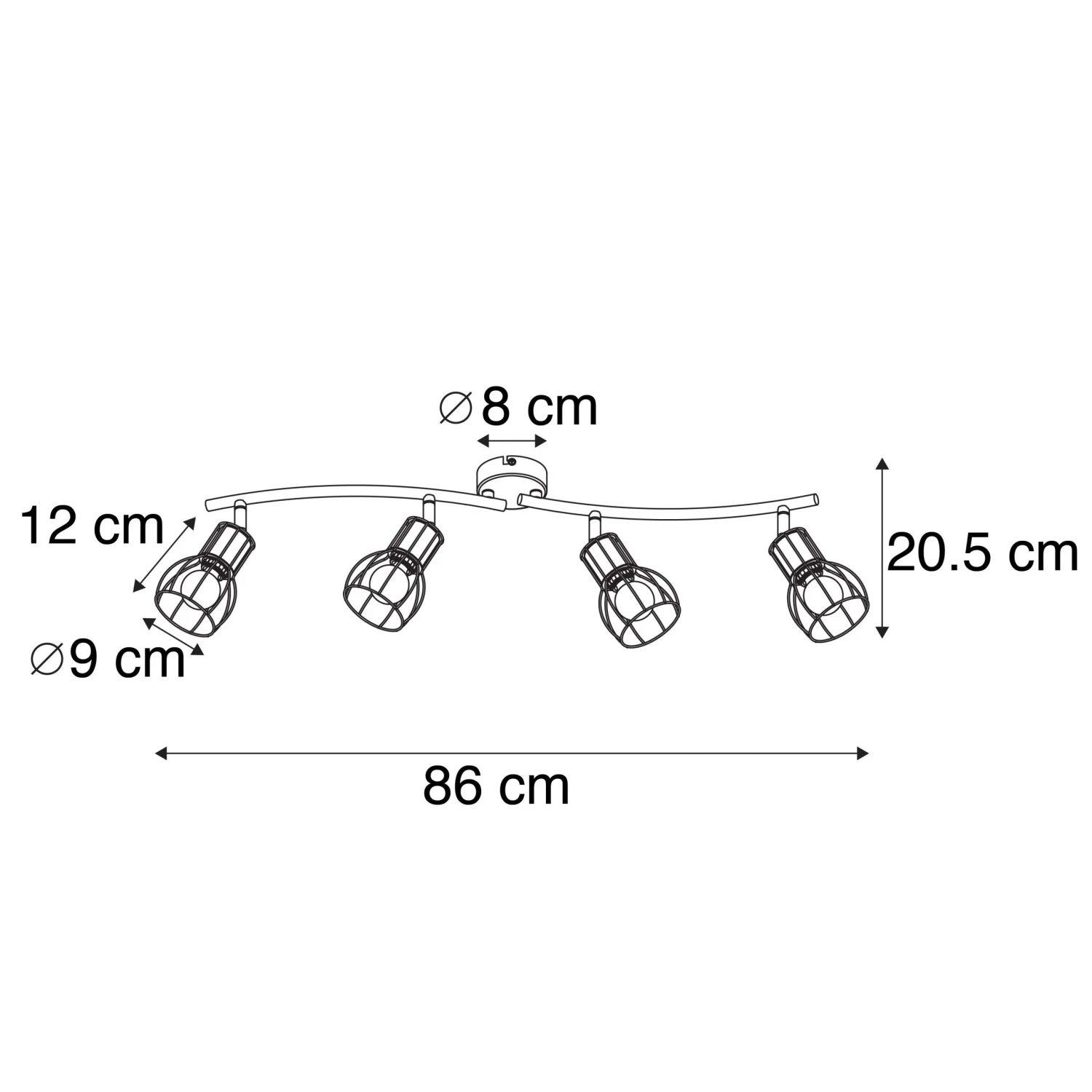 Brandneu 🎁 QAZQA Moderne Deckenleuchte schwarz 86 cm 4-Licht - Botu 👏 4 Brandneu 🎁 QAZQA Moderne Deckenleuchte schwarz 86 cm 4-Licht - Botu 👏 – Bild 4
