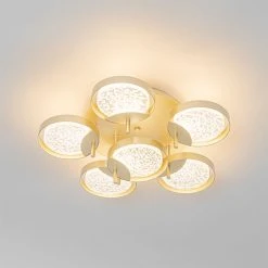 Großhandel 🔔 QAZQA Deckenleuchte Gold 42 cm inkl. LED 3-stufig dimmbar - Patrick 👏 -Deckenleuchten Verkaufs-Shop 5692 104513 14