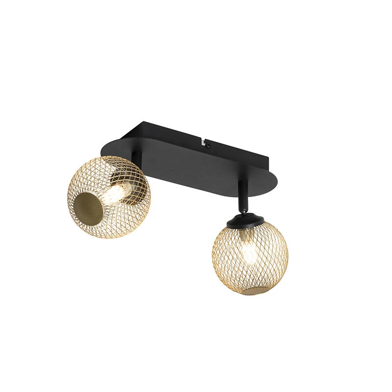 Brandneu 🎉 QAZQA Spot schwarz mit goldenen 2 Lichtern - Athens Wire 🧨 10 Brandneu 🎉 QAZQA Spot schwarz mit goldenen 2 Lichtern - Athens Wire 🧨 – Bild 10
