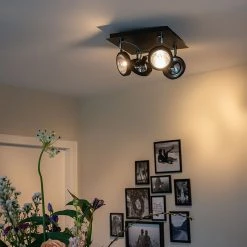 Billig 👏 QAZQA Design Spot schwarz 4-flammig verstellbar - Nox 🤩