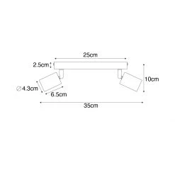 Beste Bewertungen von ❤️ QAZQA Moderne spot wit rechthoekig 2-lichts - Facil 👍 -Deckenleuchten Verkaufs-Shop 5707 105778 3