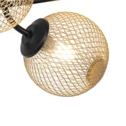 Blitzangebot 🎁 QAZQA Moderne Deckenleuchte schwarz mit goldenen 4 Lichtern - Athens Wire 🤩 -Deckenleuchten Verkaufs-Shop 5726 103144 3