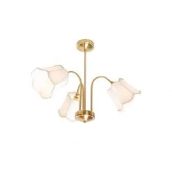 Budget 🤩 QAZQA Klassische Deckenleuchte aus Messing mit weißem Lampenschirm 3-flammig - Nona 👏