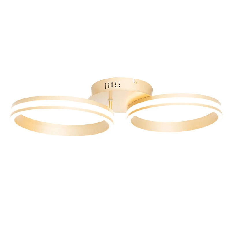 Brandneu 🎁 QAZQA Deckenleuchte Messing inkl. LED 3-stufig dimmbar 2-flammig - Navara 👍 10 Brandneu 🎁 QAZQA Deckenleuchte Messing inkl. LED 3-stufig dimmbar 2-flammig - Navara 👍 – Bild 10