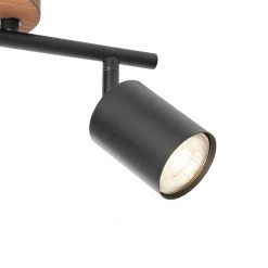 Bestpreis ✔️ QAZQA Industriële spot zwart met hout kantelbaar 2-lichts - Jeana 🌟 -Deckenleuchten Verkaufs-Shop 5746 105641 6