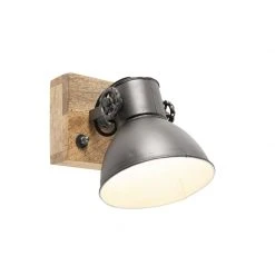 Am billigsten 🎁 QAZQA Industrie Spot schwarz mit Mangoholz 18 cm - Mangos ✔️ -Deckenleuchten Verkaufs-Shop 5746 98833 2